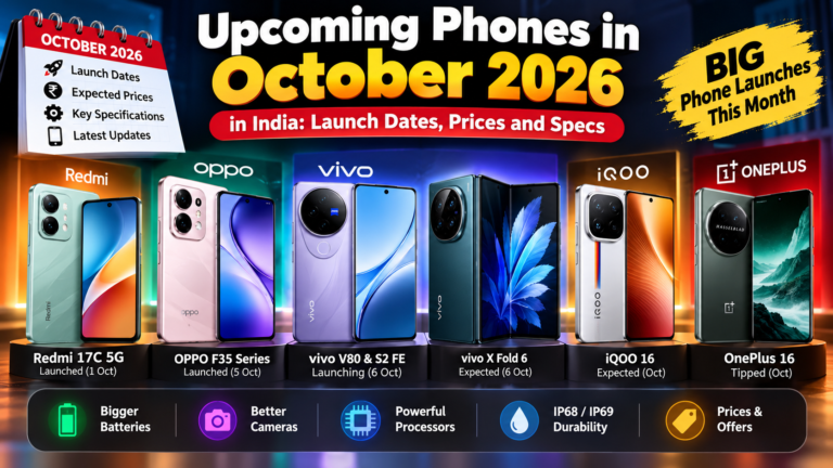 Upcoming Phones in October 2026 in India: Launch Dates, Prices and Specs